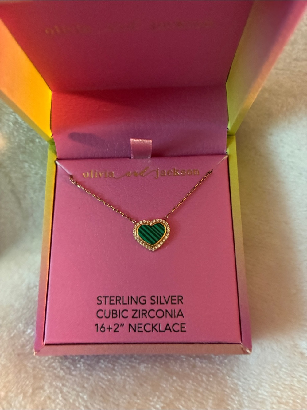 Othr Green Heart Pendant Necklace with CZ Halo